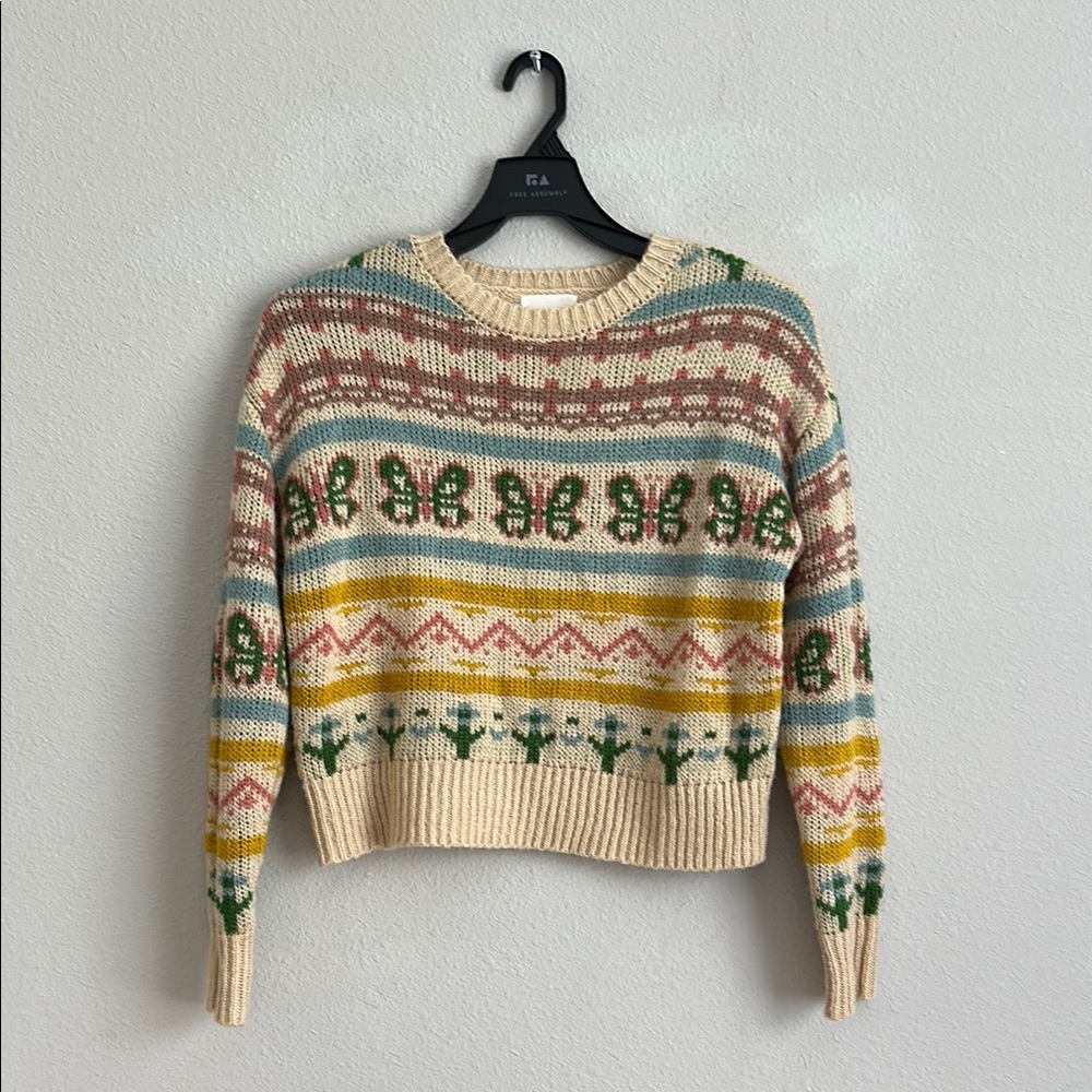 No comment Colorful Patterned cropped Sweater medium